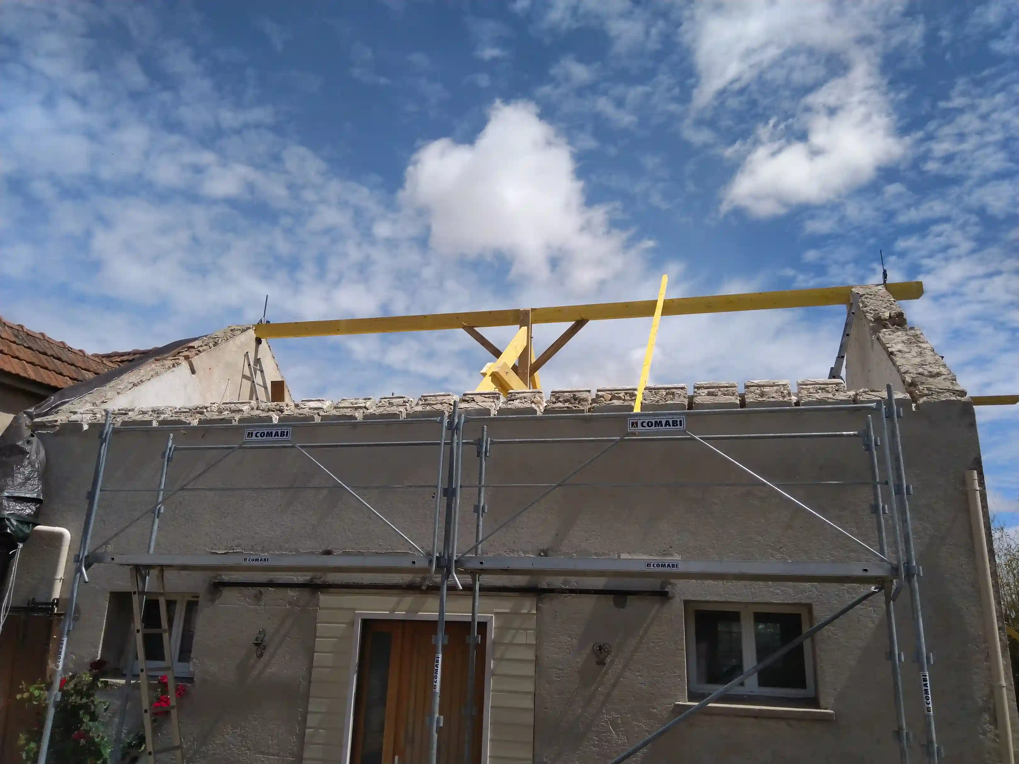 Préparation chantier extension charpente Dreux