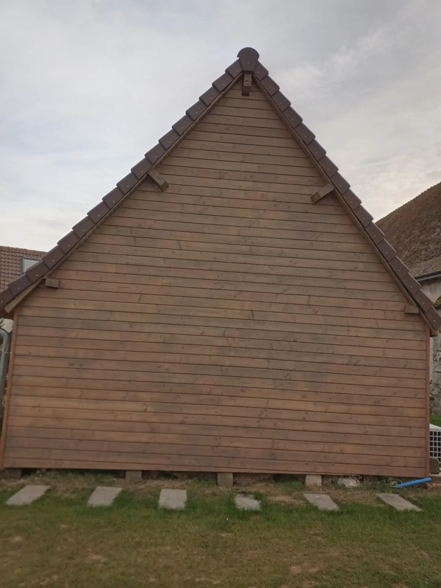 Pignon annexe ossature bois bardage marron Eure-et-Loir